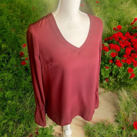 NWOT J. Crew Factory Mercantile Burgundy Red ‘Bow-Sleeve’ Top Size 4 - Picture 6 of 14
